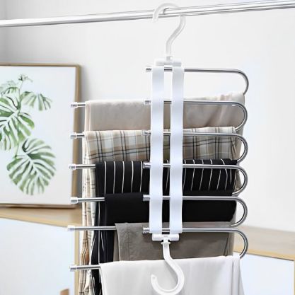 2 stuks 9-In-1 broekhangers, magische kledingkast, kledinghanger, metaal, ruimtebesparend, antislip, ruimtebesparend, kast voor jeans, broeken, overhemden 2 stuks 9-In-1 broekhangers, magische kledingkast, kledinghanger, metaal, ruimtebesparend, antislip, ruimtebesparend, kast voor jeans, broeken, overhemden