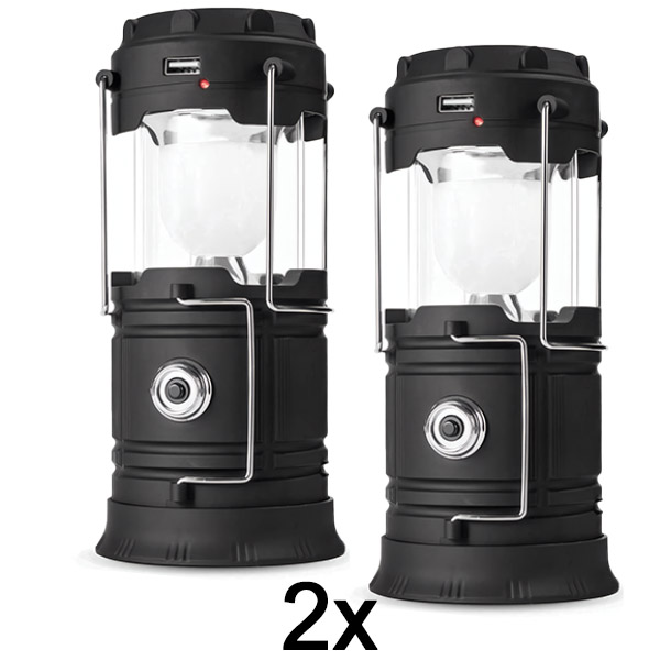 2x Oplaadbare zonne-energie camping lantaarn + zaklamp | CAMPGLO