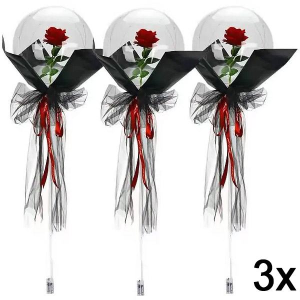 3x LED ballon met roos voor onvergetelijke momenten | LOVEBALLOON